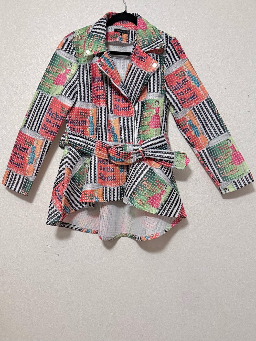 CQbyCQ Multicolor Patterned Belted Jacket - women’s Jackets & Coats